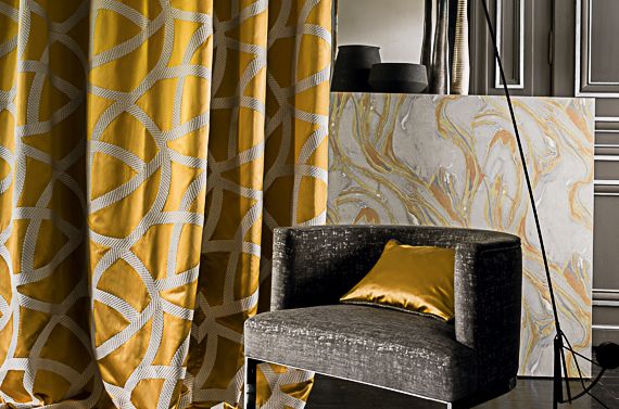 gold and charcoal furnishings